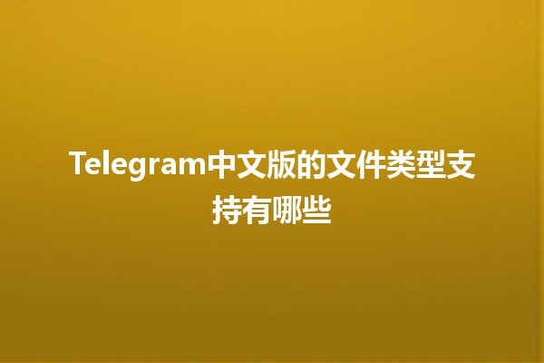 Telegram中文版的文件类型支持有哪些📂✨